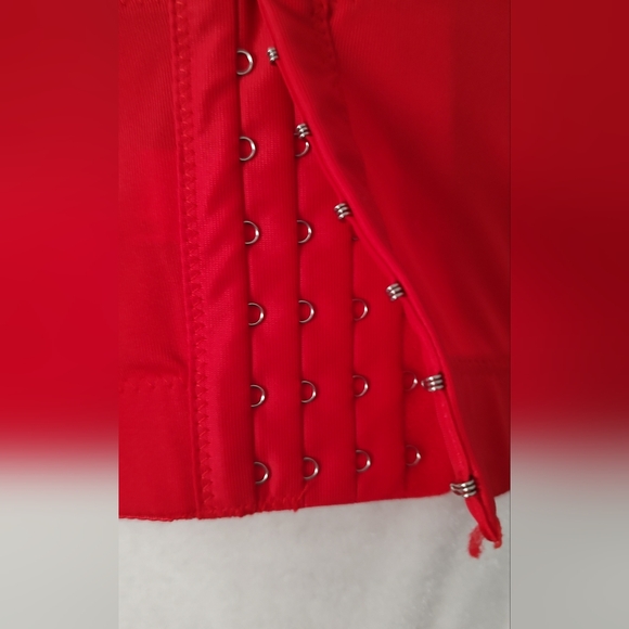 Bustier women faux leather color red style Gothic adjustable straps New L /XL - Picture 7 of 16